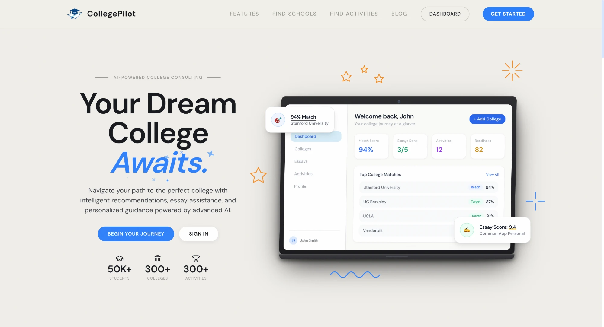CollegePilot landing page